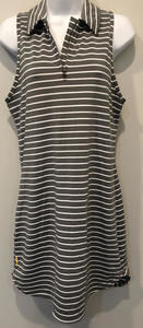 Lole Woman's Sleeveless Gray W Dress Athleisure Racerback Collar Zipper Sz Small